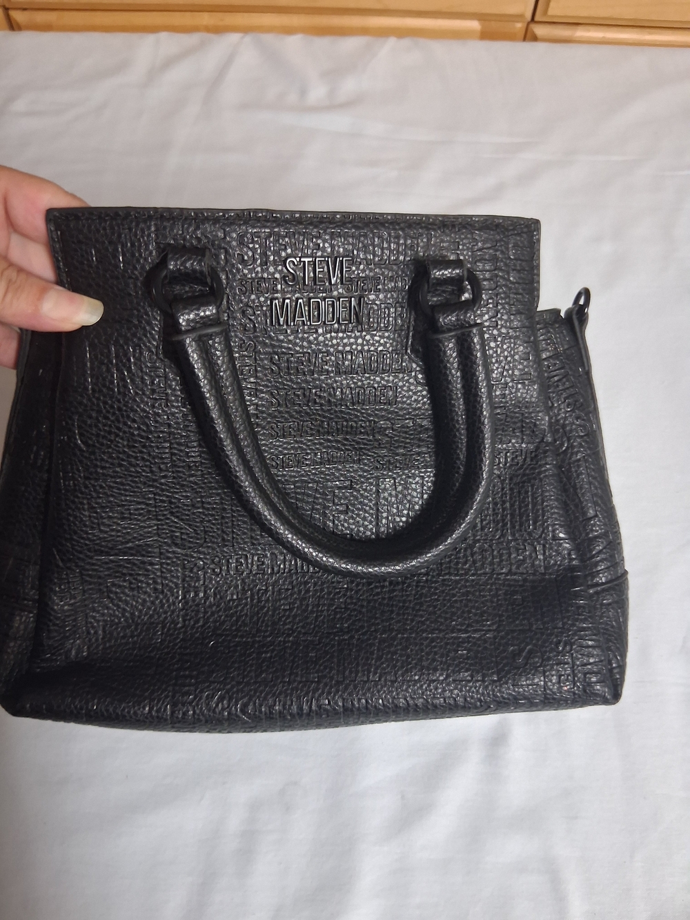 Steve Madden Black Textured Tote Bag